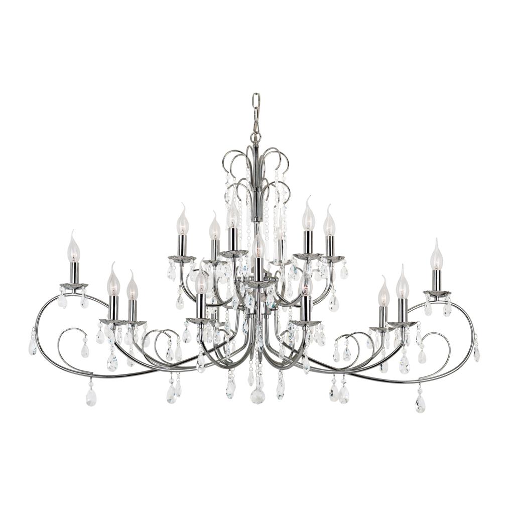 Trans Globe Lighting-70368 PC-Chic Nouveau - Eighteen Light 3-Tier Chandelier   Polished Chrome Finish with Clear Prism Cut Crystal